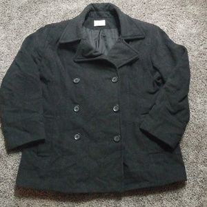 Womens Charcoal Wool Pea Coat